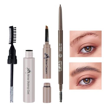 3 PCS Eyebrow Color Set Include Clear Eyebrow Gel?Eyebrow Pencil?Waterproof Eyebrow Pomade ,Long Lasting Eyebrow Makeup Kits