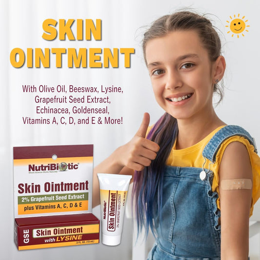 NutriBiotic ? Skin Ointment .5 Fl Oz | with GSE, Lysine, Beeswax, Echi