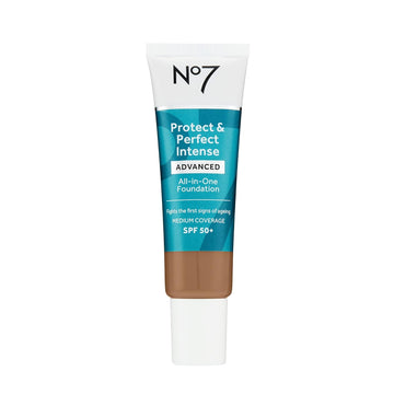 No7 Protect & Perfect Advanced All in One Foundation - Toffee - Age Defying Foundation Makeup with SPF 50 for Women - Makeup Base Cream Helps to Reduces Redness & Blurs Visible Pores (30)