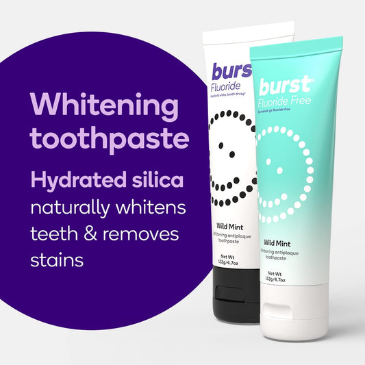 BURST Toothpaste with Cavity Fighting uoride - Whitening Toothpaste for Stain Removal - Sensitive Toothpaste with Xylitol – Vegan, Gluten Free, SLS Free Toothpaste - Wild Mint, 4.7 (2 Pack)