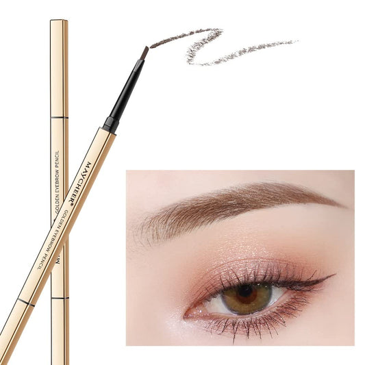 Waterproof brow pencil, brown eyeshadow set with brow spoolie for all brows from dark brown to blondeSmall gold bar double-headed chopsticks eyebrow pencil waterproof and sweat-proof lasting non-decoloring?black?
