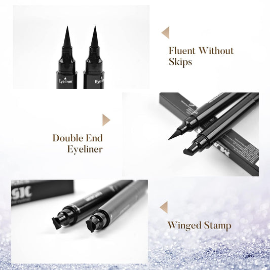 POLARHAWK 4Pcs Eyeliner Stamp, Double-headed Winged Eyeliner Stamp, Waterproof and Smudge Proof Liquid Eyeliner Pen, Easy Cat Eye Liner Stamp - Long Lasting and Fast Drying