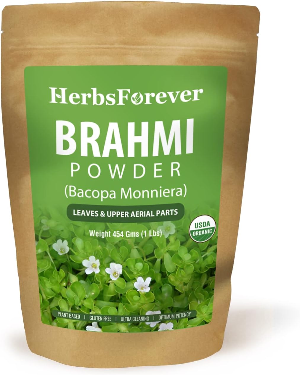 HerbsForever Brahmi Powder ? Bacopa Monnieri ? Supports Focus, Concentration, Alertness ? Non GMO, Organic, Vegan ? 454