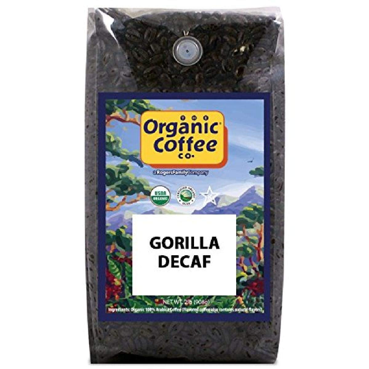The Organic Coffee Co. Whole Bean Coffee - Gorilla Decaf ( Bag), Medium Roast, Swiss Water Processed, USDA Organic