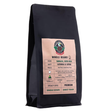 Black Toucan Coffee, Imported from Costa Rica Tarrazu Honey, Single Estate Specialty Grade, Medium Roast