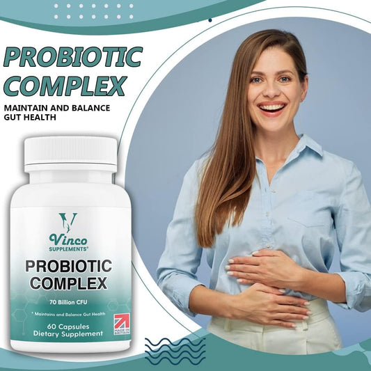 Vinco Probiotics Complex 70 Billion Cfu - 60 Vegan High Strength Probi50 Grams