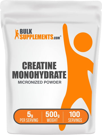 BULKSUPPLEMENTS.COM Creatine Monohydrate Powder - 5g (5000mg) of Micro