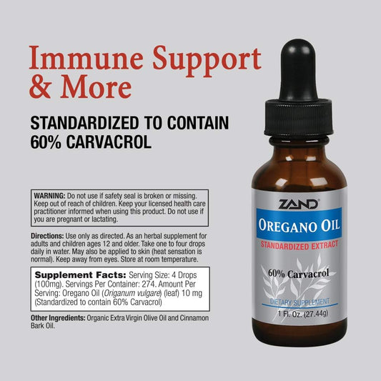 ZAND Oregano Oil Immune Support Formula | Standardized to Contain 60%