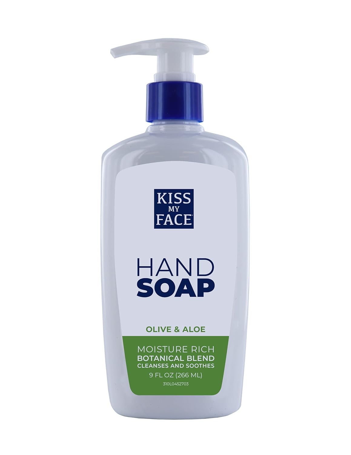 Kiss My Face Moisture Liquid Hand Soap – Vegan and Cruelty Free Hand Wash Soap – 9   Bottle with Pump Dispenser (Olive and Aloe, Pack of 1)