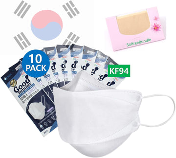 SoltreeBundle (Pack of 10) Korea White Disposable Face Protective Masks for Adult, 10 Individually Packaged, 4-Layers Mask (White) Oil Blotting Paper 50pcs