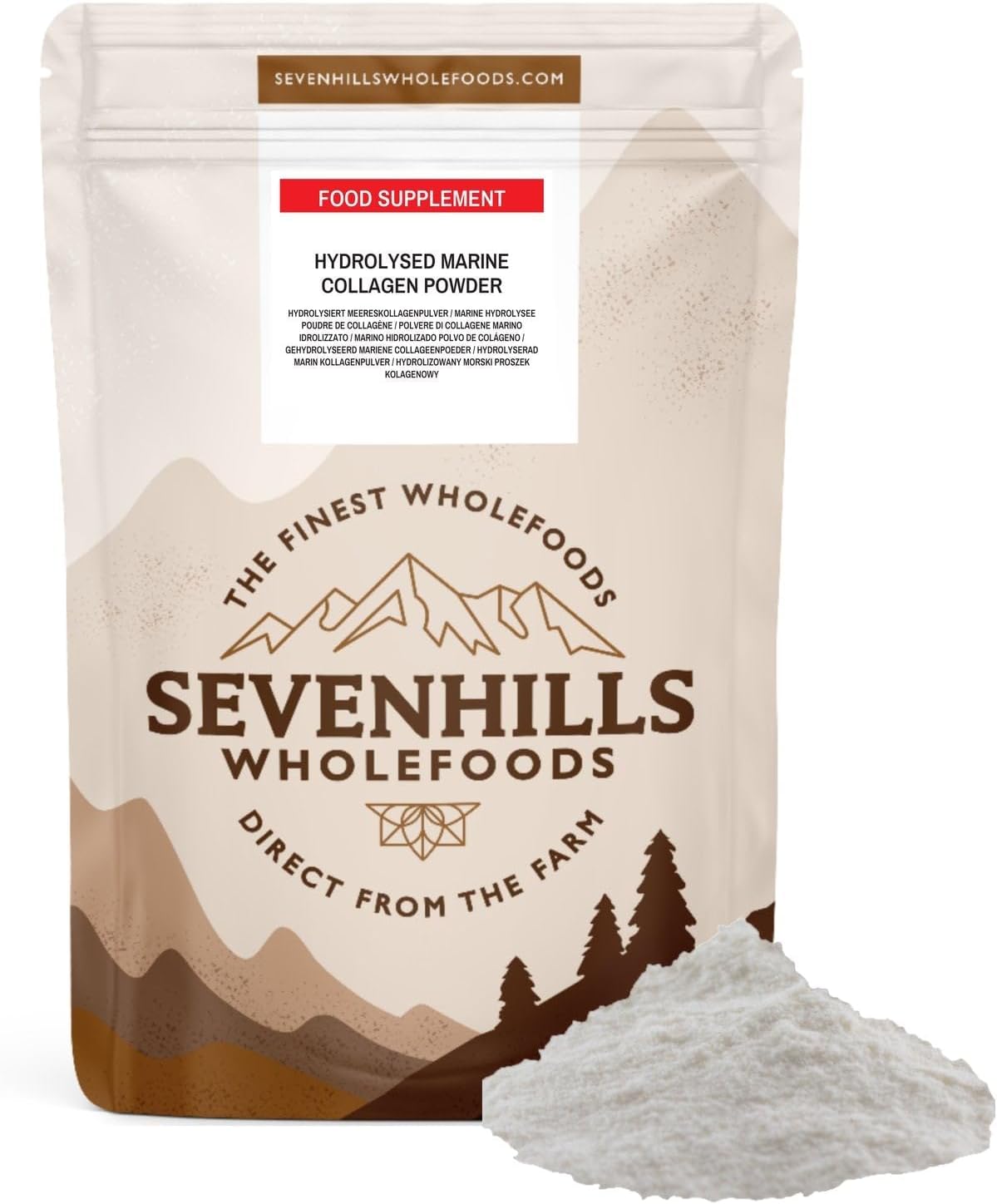 Sevenhills Wholefoods Hydrolysed Marine Collagen Powder 300G, Type 1, 300 Grams