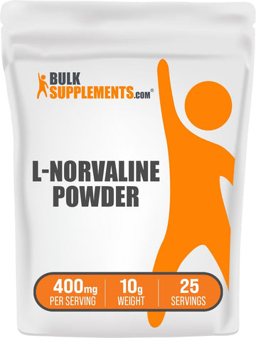 BulkSupplements.com L-Norvaline Powder - Amino Acids Supplement for Energy, Nitric Oxide Supplement - Gluten Free - 400m