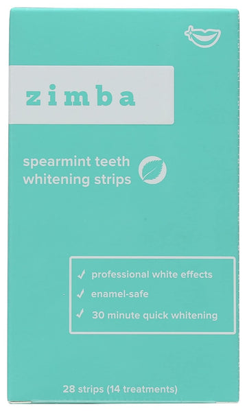 Zimba Spearmint Teeth Whitening Strips, Chemical Free, Vegan, 28 Pieces (Pack of 1)