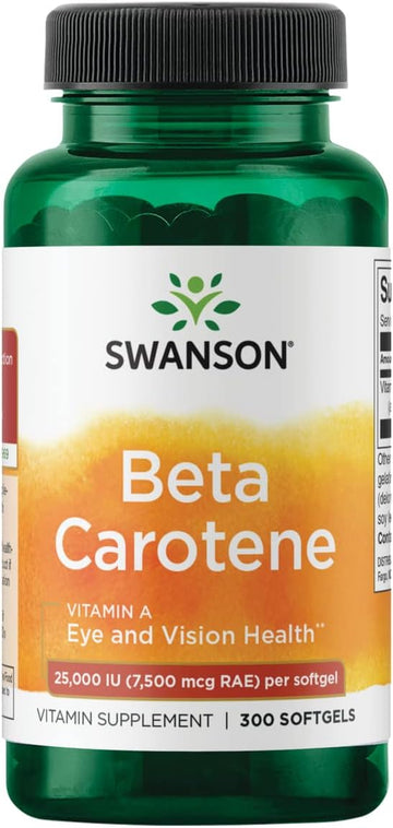 Swanson Beta-Carotene Vitamin A 25000 IU Skin Eye Immune System Health