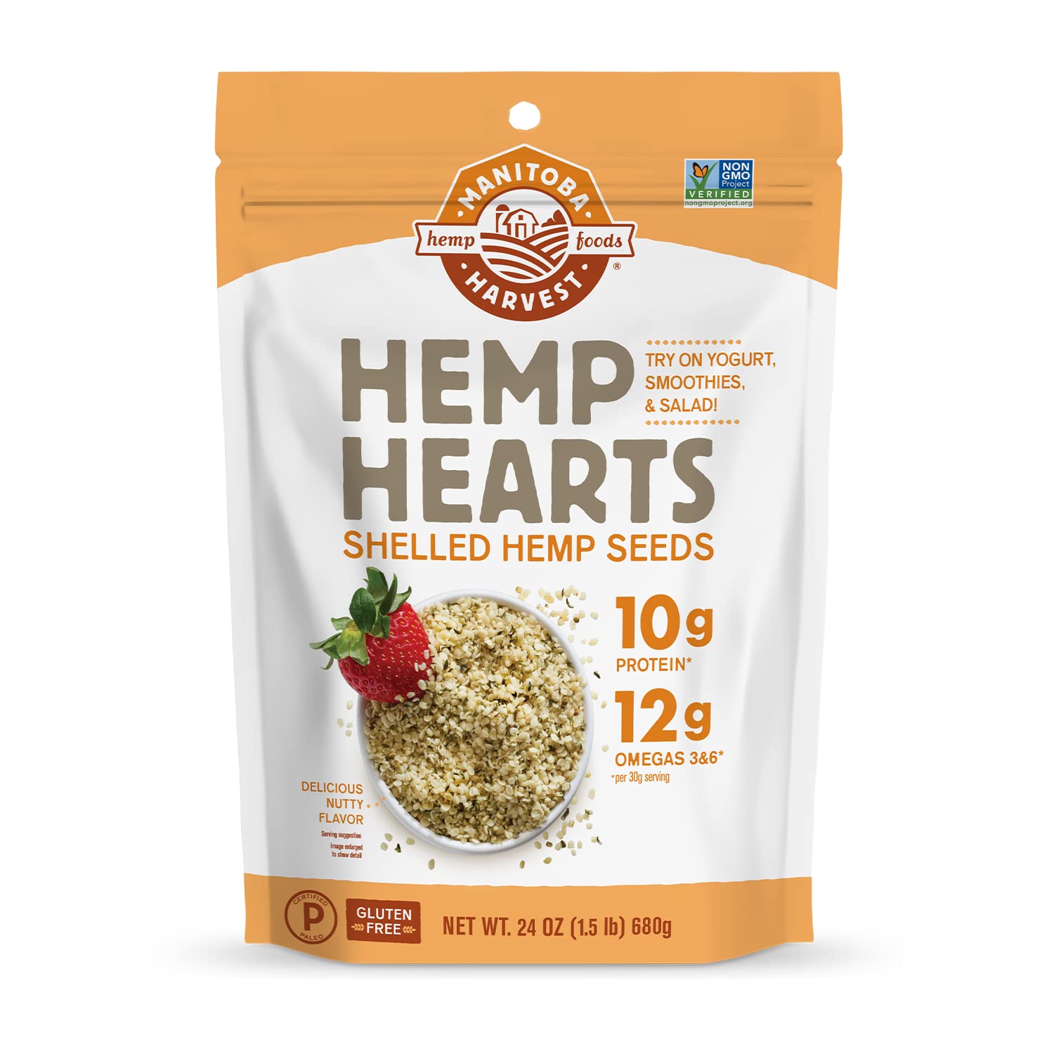 Hemp Seeds, 10g Plant Based Protein and 12g Omega 3 & 6 per Serving | Perfect for smoothies, yogurt & salad | Non-GMO, Vegan, Keto, Paleo, Gluten Free | Manitoba Harvest