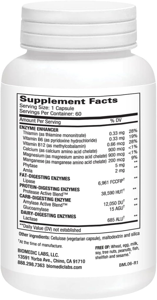 Biomedic Labs RX Gallbladder Formula, Lipase, Protease and Amylase Digestive Enzymes to Reduce Bloating - Vegetarian For