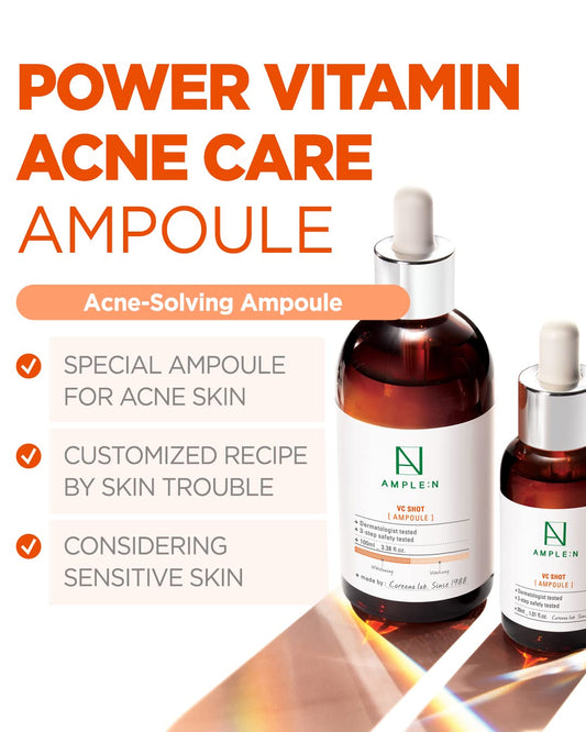 AMPLE:N VC Shot Ampoule - Anti-Aging Face Serum with Vitamin C – Evens Pigmentation and Aging Spots - Vitamin C Serum to Clear Skin of Sun Damage and Reduce Wrinkles, 3.38 .