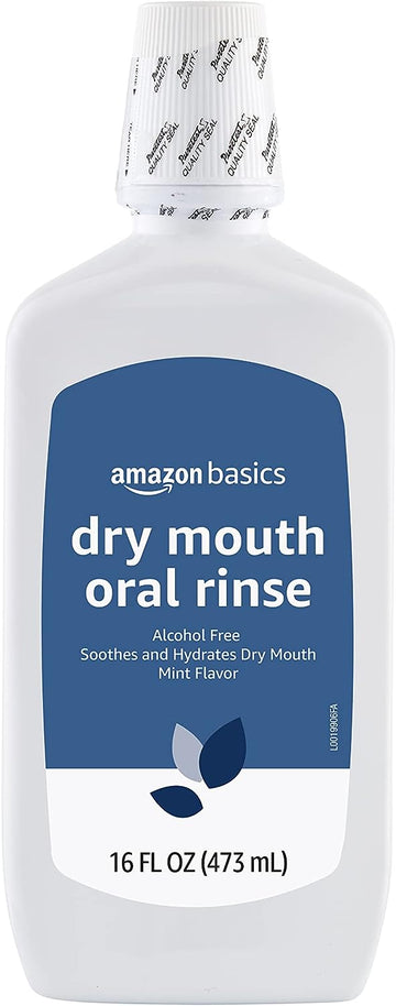 Amazon Basics Dry Mouth Oral Rinse, Alcohol Free, Mint, 16 uid , 1-Pack (Previously Solimo)