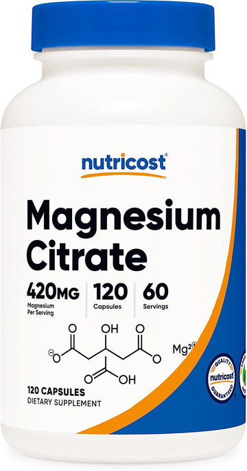 Nutricost Magnesium Citrate 420mg, 60 Servings (210mg Per Capsule, 120 Vegetarian Capsules) - Gluten Free, Non-GMO Supplement
