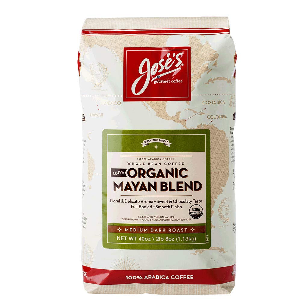Jose's Whole Bean Coffee 100% Certified USDA Organic Mayan Blend 100% Arabica Coffee by Jose's Gourmet Coffee