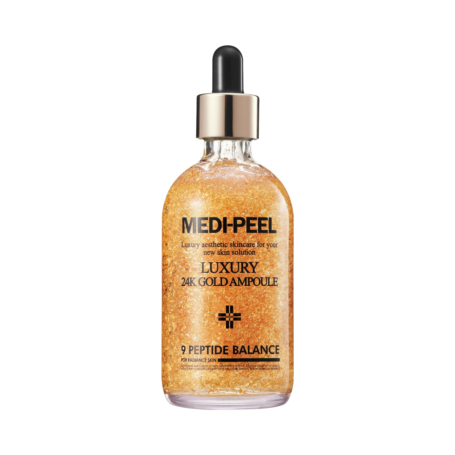 Medi-peel Pure Gold 24K Ampoule 3.38 . / 100 | 99.9% 24K Pure Gold All in One Ampoule, 5 Revitalizing Extracts To Minimize Moisture Loss, Brightens | Korean Skincare, For All Skin Types