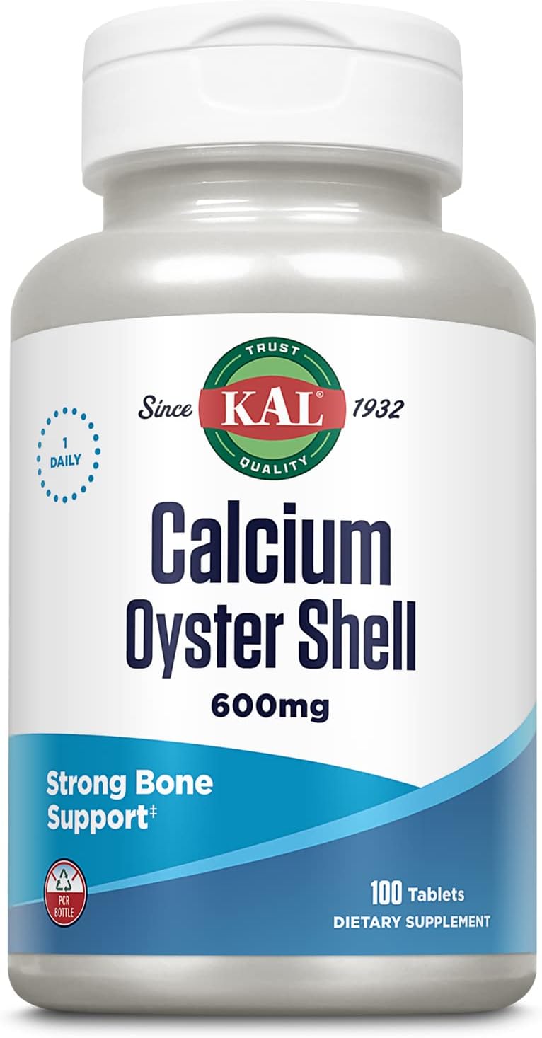 KAL Calcium Oyster Shell Tablets, 600 mg, 100 Count