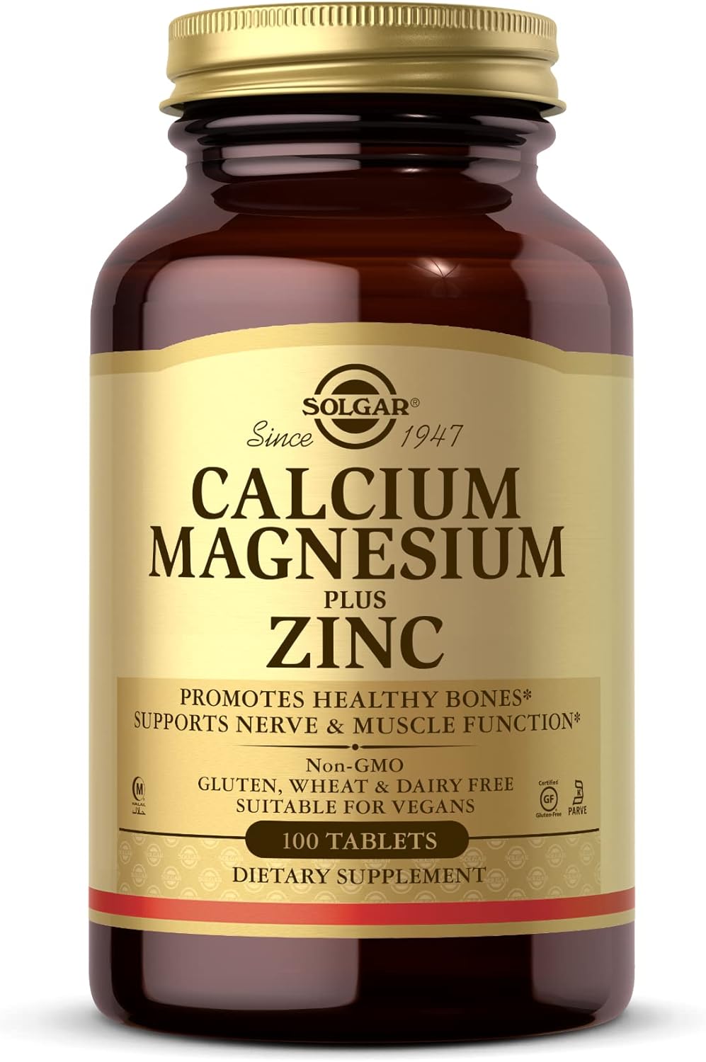 Solgar Calcium Magnesium Plus Zinc, 100 Tablets - Promotes Healthy Bones and Teeth - Supports Nerve & Muscle Function -