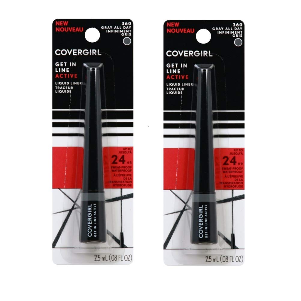 Pack of 2 CoverGirl Get In Line Active Liquid Liner, Gray All Day 360