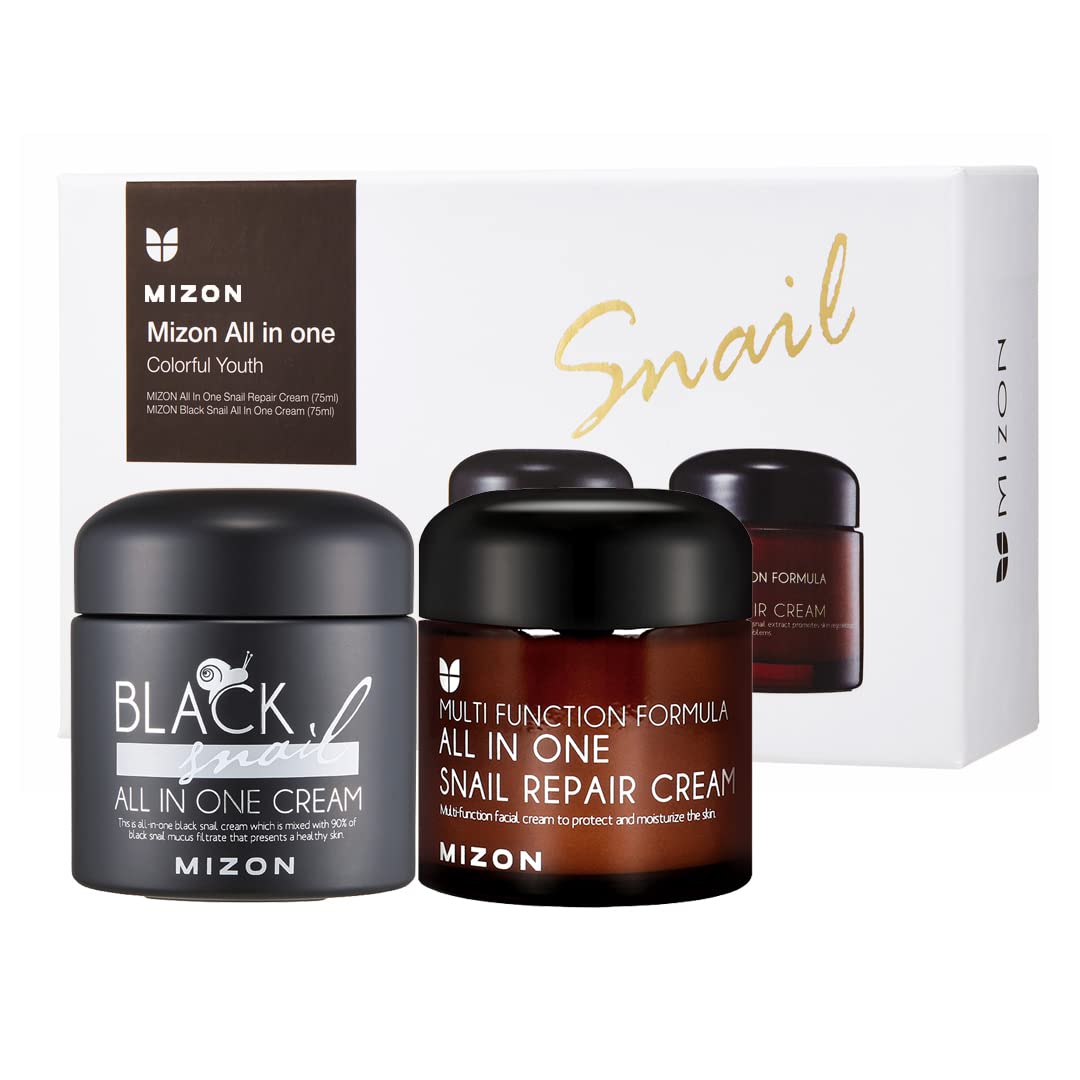 MIZON All-in-1 Snail Repair Cream and Black Snail All-in-1 Cream Korean Skincare Set