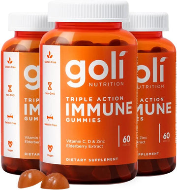 Goli Immune Vitamin Gummy - 180 Count - Elderberry, Vitamin C, D & Zin