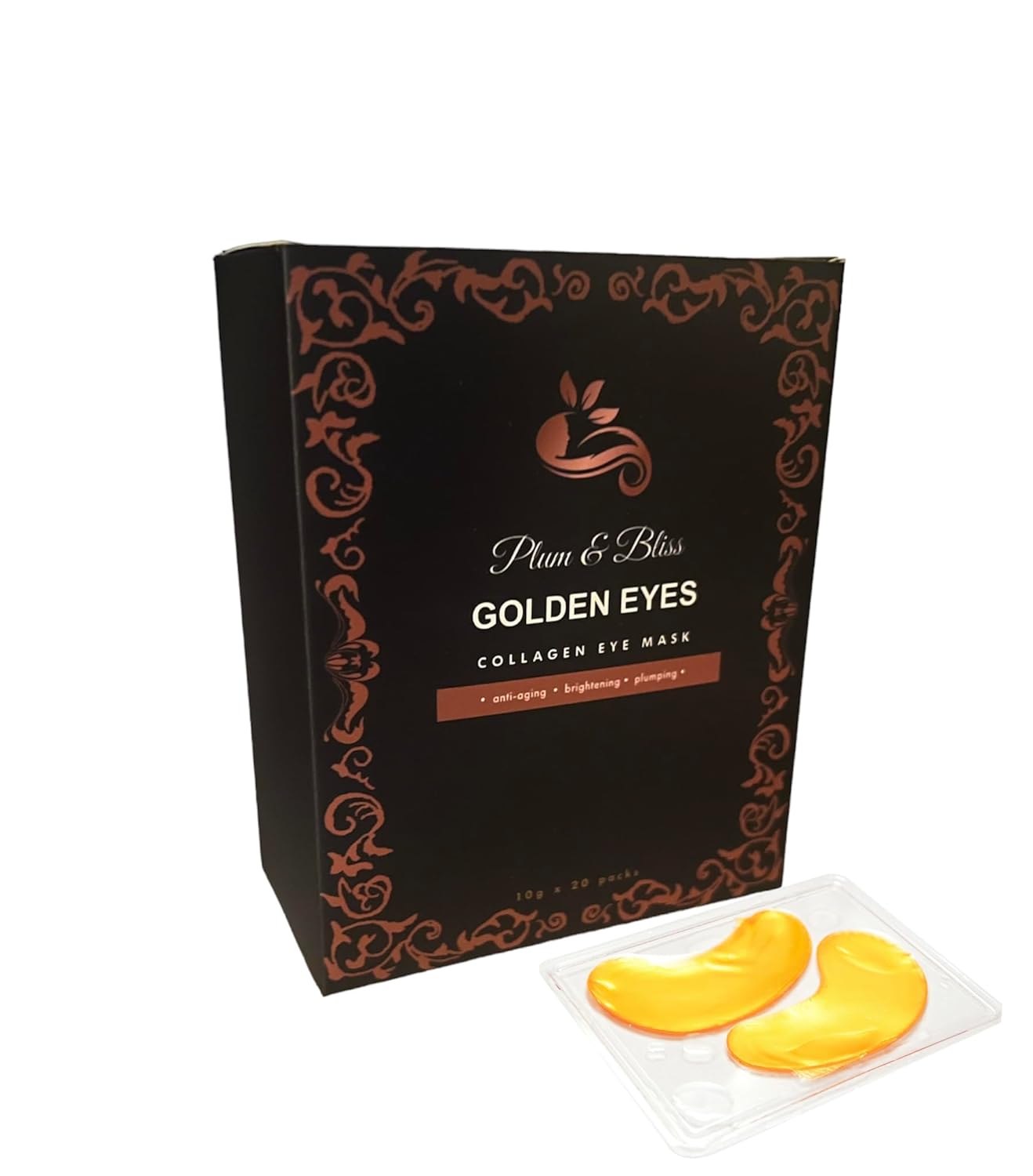 Plum & Bliss - Under Eye Patches (20 Pairs) - Gold Collagen, Gel Under Eye Mask, Dark Circles Under Eye Treatment, Eye Patches for Puffy Eyes, Beauty & Personal Care, Skin Care, Personal Care Products