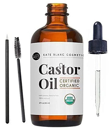 Kate Blanc Cosmetics Castor Oil (2oz), USDA Certified Organic, 100% Pure, Cold Pressed, Hexane Free Stimulate Growth for