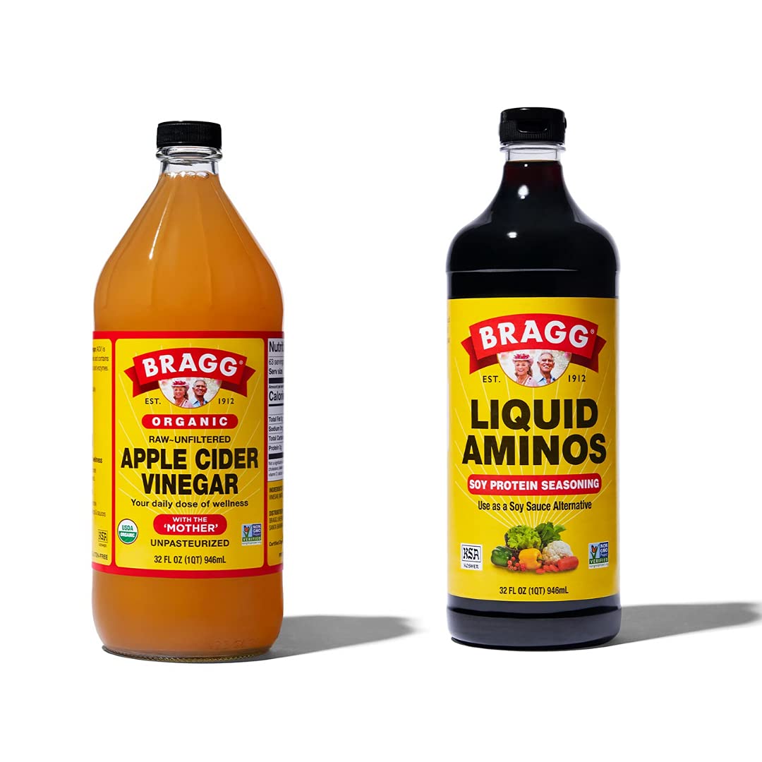 Bragg Liquid Aminos All Purpose Seasoning 32oz and Organic Apple Cider 2 Pounds