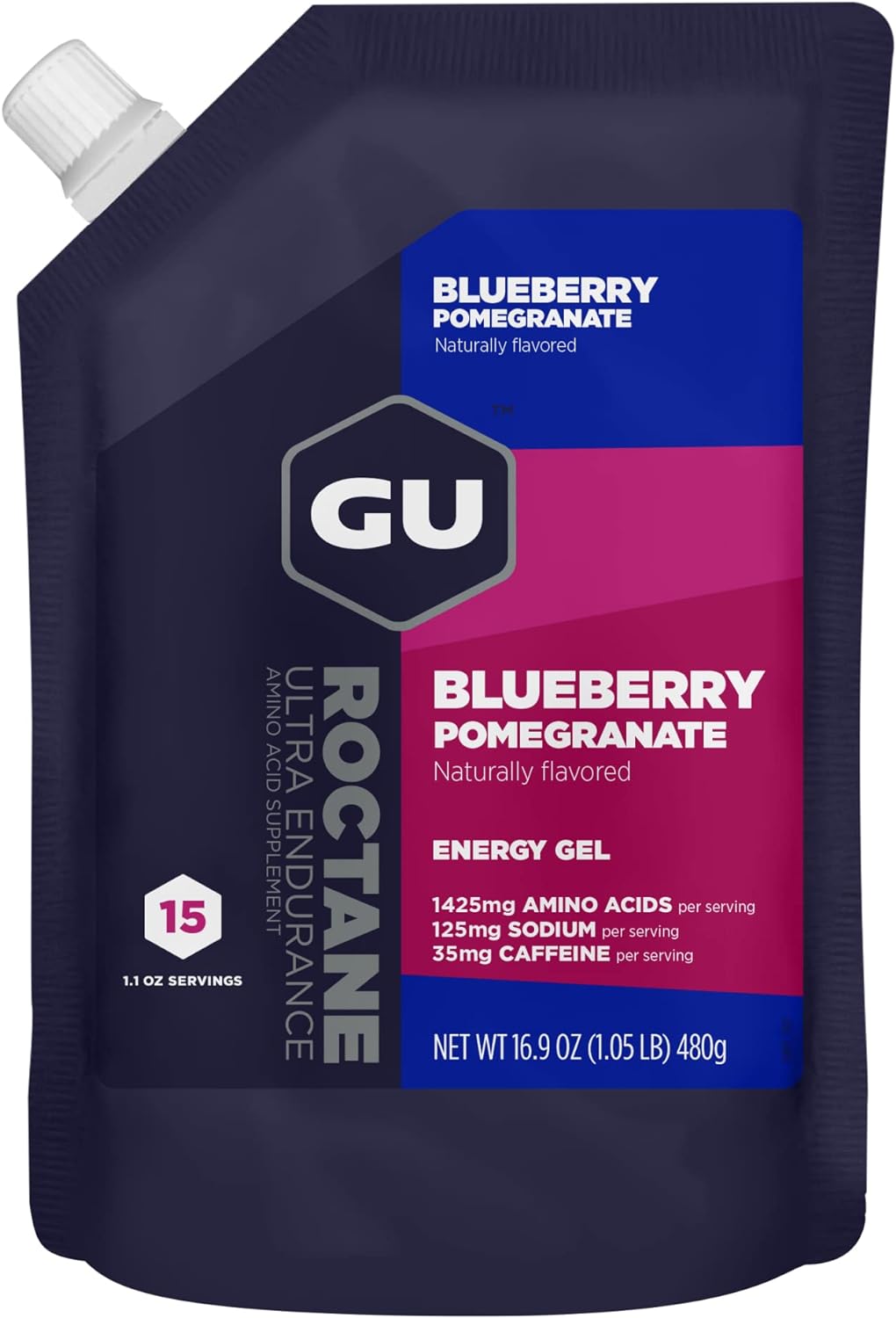 GU Energy Roctane Ultra Endurance Energy Gel, 15 Servings, Blueberry P1.06 Pounds