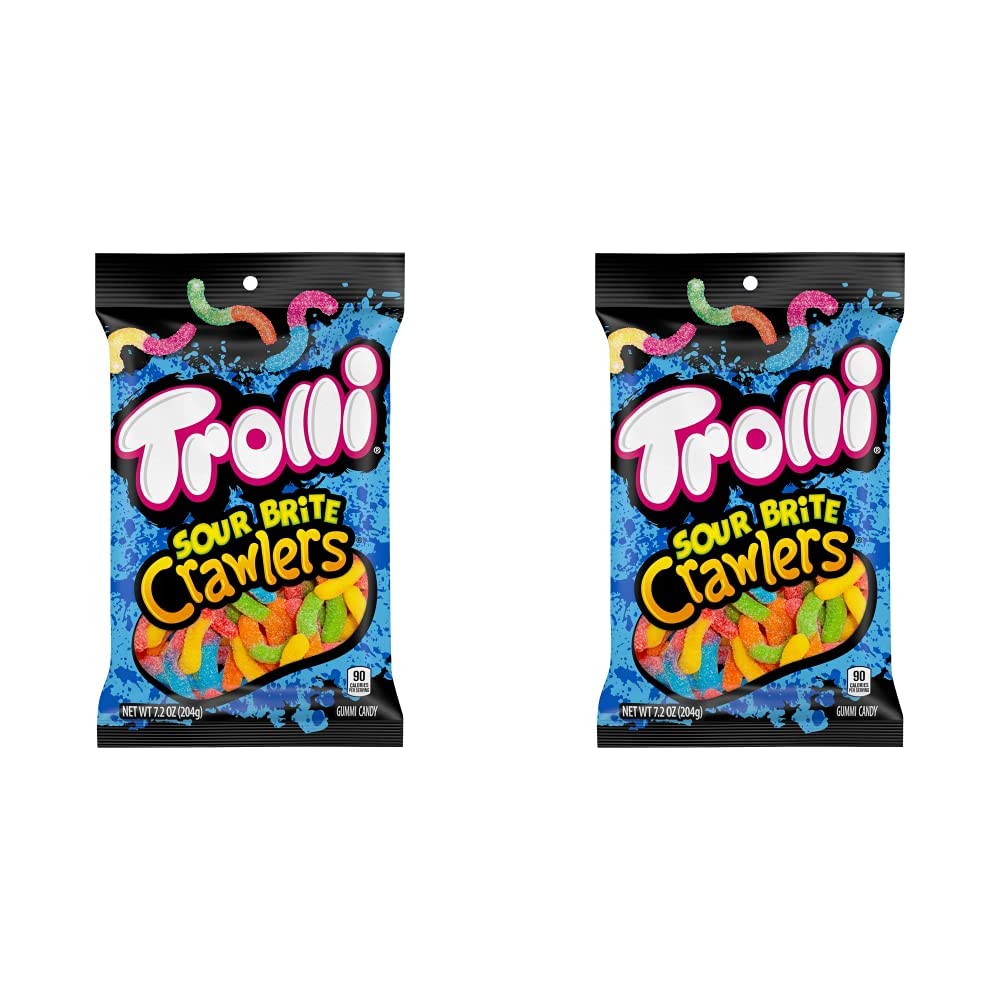 Trolli Sour Brite Crawlers, Original Flavored Sour Gummy Worms, 7.2 Ounce (Pack of 2)