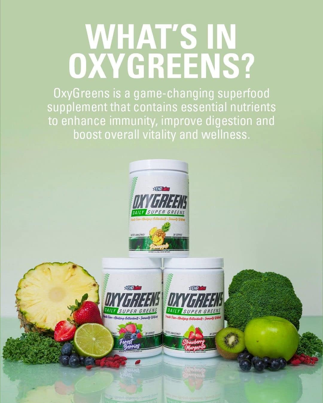 OxyGreens Bundle by EHPlabs - Daily Super Greens Powder, Spirulina Her