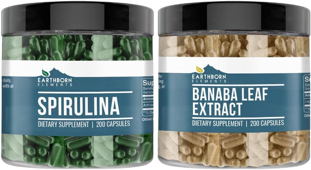 Earthborn Elements Sprulina & Banaba Leaf Capsule Bundle (200 Capsules