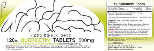 Nootropics Depot Quercetin Tablets | 500Mg | 120 Count | 95%