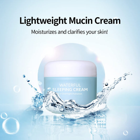 Jaminkyung Waterful Sleeping Cream 2  ? 60 Snail Mucin Cream Long lasting Soothing Hydrating Anti-aging Face Moisturizer Lightweight Daily Korean Skincare