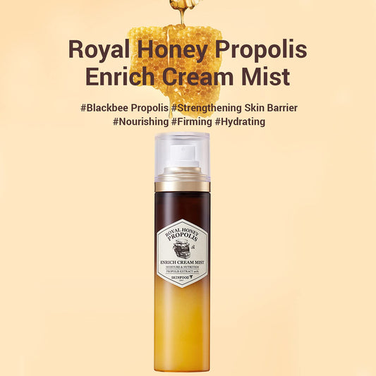 SKINFOOD Royal Honey Propolis Enrich Cream Mist 120, Facial Spray Mist with Honey Propolis for Instant Hydration and Moisturization, Face Hydrating Spray for Repairing Dry & Damaged Skin