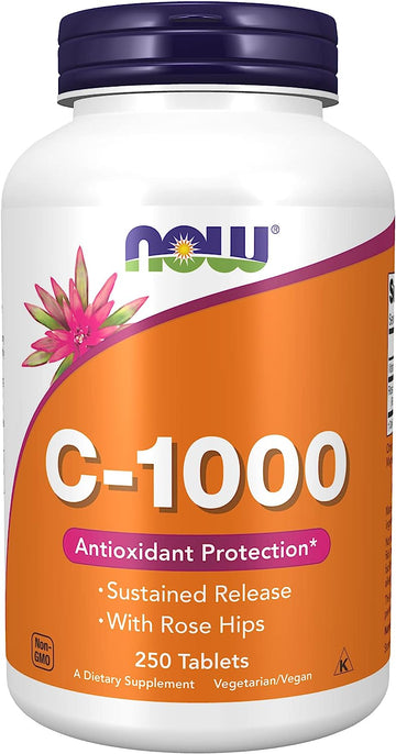 NOW Supplements, Vitamin C-1,000 with Rose Hips, Sustained Release, Antioxidant Protection*, 250 Tablets