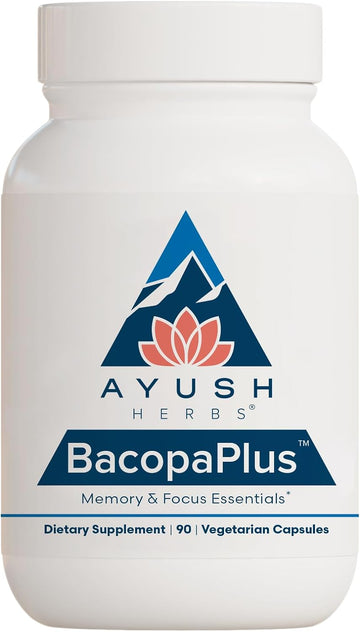 Ayush Herbs Bacopa Plus, Herbal Ginkgo Biloba Supplement for Memory an