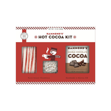 Hammond'S Candies - Hot Cocoa Kit - Gift Ready Kit Includes, Double Chocolate Cocoa Mix, Peppermint Stirrers And Mini Marshmallows, Makes Multiple Cups Of Instant Hot Chocolate, Handcrafted In The Usa