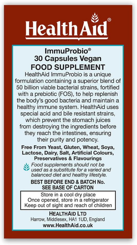 HealthAid ImmuProbio Pack of 2 x 30 Vegan Capsules (60 Capsules)

240 Grams