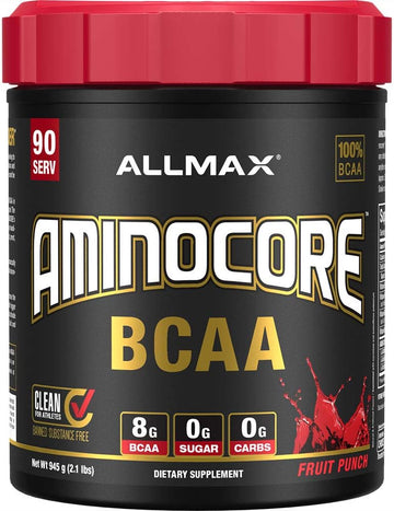 ALLMAX AMINOCORE BCAA, Fruit Punch - 945 g Powder - 8.18 Grams of BCAA
