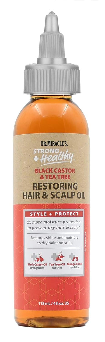 Dr. Miracle's Strong & Healthy Restoring Hair & Scalp Oil. Contains Black Castor Oil, Tea Tree Oil and Mango Butter prov