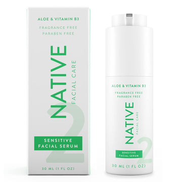 Native Sensitive Facial Serum, Hydrating Serum with Aloe and Vitamin B3, Revitalize and Repair Your Skin, Fragrance-Free, 30, 1