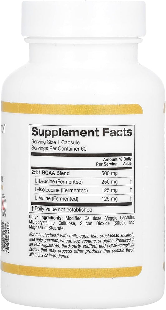 BCAA, AjiPure? Branched Chain Amino Acids, 500 mg, 60 Veggie Caps, Cal