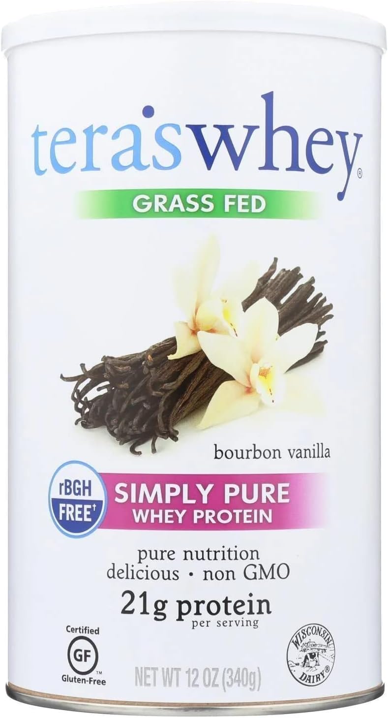 Teraswhey Simply Pure Whey Protein, Bourbon Vanilla, 12 oz,Package May