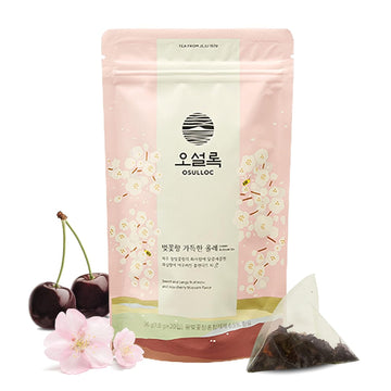 OSULLOC Cherry Blossom Tea (Floral, Sweet cherry scent) | Korean Premium Blended Tea Bag | Sweet Fruit Tea | 20 Count Tea Bags